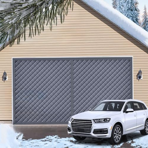 Garage Rideau De Porte Magnétique À Isolation Thermique 244x213cm, 274x213cm, 488x213cm Rideau De Porte Isolant Coton, D'occultation Coupe-Vent Imperméable Isolation Phonique(Gray,274x213cm)