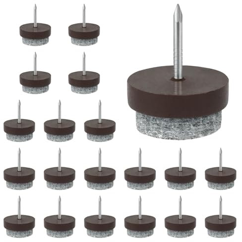 Flintronic 20 Piezas Protectores Patas Sillas Fieltro, Protectores Patas sillas Fieltro con Clavo, 20 MM Redondo Almohadillas de Fieltro Tornillo, para Muebles de Madera Patas de Silla