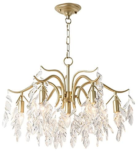 Fu Yu Lustre, Lustre en Cristal de Luxe en Forme de Branche d'arbre, Hauteur réglable, Corps de Lampe en Fer forgé, for Salon, Villa, hôtel, café, Chambre à Coucher(6 Heads)