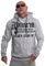 Yakuza Herren Never Stop Kapuzenpullover, Hellgrau Meliert, 6XL
