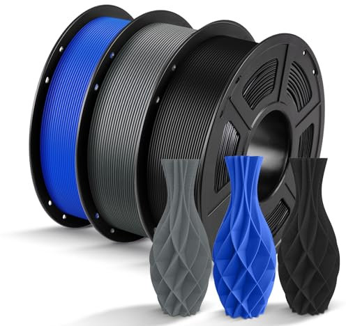 ANYCUBIC PLA Filament 1.75mm, 3D Drucker Filament PLA, Intelligente Identifikation, Ordentliche Spule, 3KG Schwarz & Grau & Blau