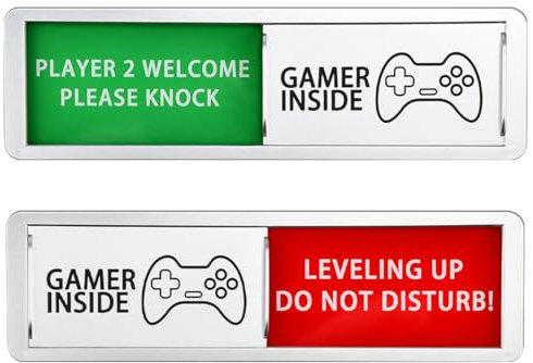 BUZIFU Gaming Door Signs LEVELING UP DO NOT DISTURB/PLAYER 2 WELCOME PLEASE KNOCK Game Room Plaque Gamer Gift Gaming Sign for Teenage Boy Man Cave Gaming Room Decor - Gaming Stuff