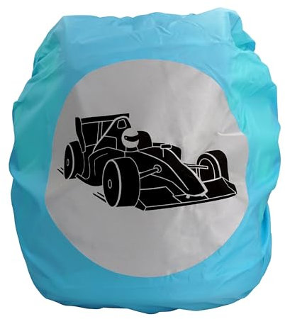 EANAGO Premium Regenschutz für Schulranzen und Rucksack - mit großem Sicherheitsreflektor - 100% wasserdichte Regenhülle - universell passend - Regenüberzug Ranzenhülle (Blau_Formel1)