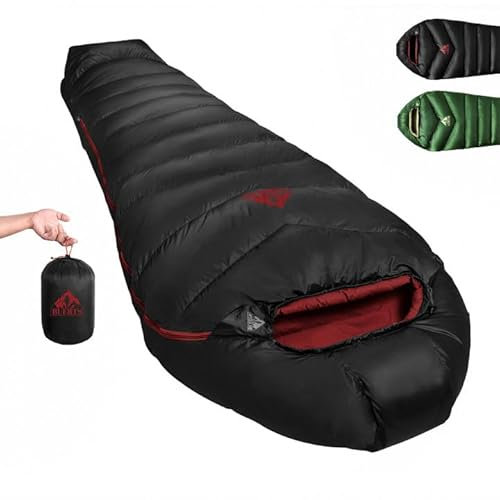 BUERTS Daunen Sommer Schlafsack, 620FP, Schlafsack kleines packmaß, Camping Schlafsack geeignet für Erwachsene und Jugendliche, Wandern, Camping und andere Outdoor Aktivitäten. Mit Kompressionssack