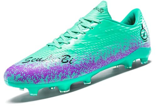 Unitysow Football Boots Men's Astro Turf Trainers Outdoor Football Shoes Kids Teenager Professional Athletics Soccer Shoes Sneakers,Green,3.5 UK