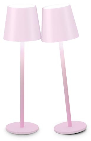 Faithorse 2 Pack Rechargeable Lamp Cordless Table Lamp | 5200mAh Battery Operated Lamps IP54 Waterproof Wireless Lamp with 3-Color Modes Touch Control Night Light for Bedroom(Pink)