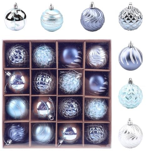 Weihnachtskugeln-Dekoration, 6 cm, Verschiedene Designs, Bruchsichere Weihnachtskugeln, Elegante Weihnachtsornamente mit Aufhängeschlaufe für Weihnachtsbaum und Wohnraumdekorationen (Stil-F)