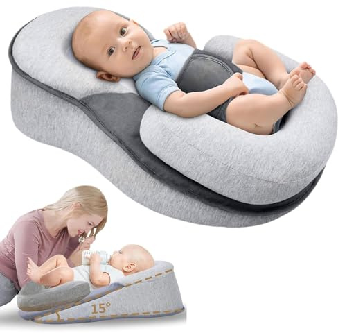 ZUSKYZU Dream Nest Babybett Lindert Koliken ，um Sodbrennen und schmerzhafte Blähungen zu reduzieren. 15°-Neigung. Sicheres und bequemes