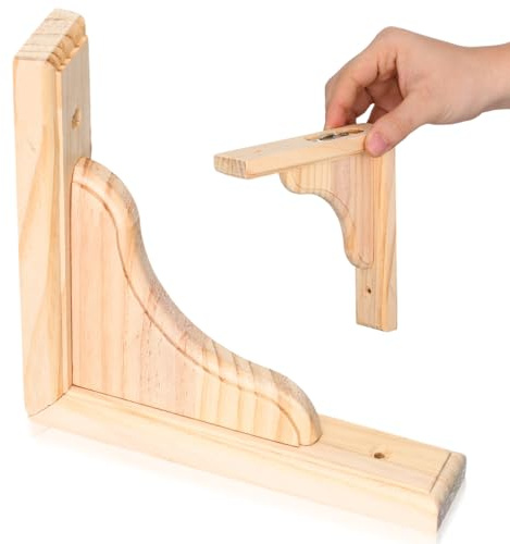 6 Inch Triangular Wooden Shelf Brackets, Wall Mounting Wooden Shelf Brackets Blank DIY L Shape Craft Carved Rack Unfinished Paintable Shelve Rack for Doorway Countertop Cabinet Book
