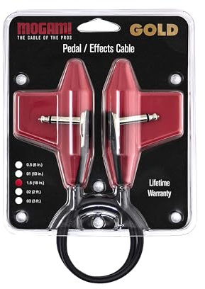 Mogami Gold Pedal SLP Patch Cable – Super Low Profile 90° Right Angle Guitar Effects Cable, Noise-Free, OFC Core 18 Inches