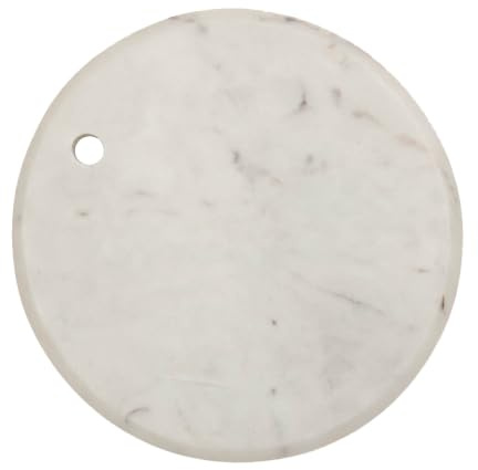 apollo THE HOUSEWARES BRAND Round Marble Board, Heat Resistant | Worktop Protector, Non-Slip Cutting Board, Hard-Wearing Stone Ware Chopping and Appetiser Board, White, 26x2cm