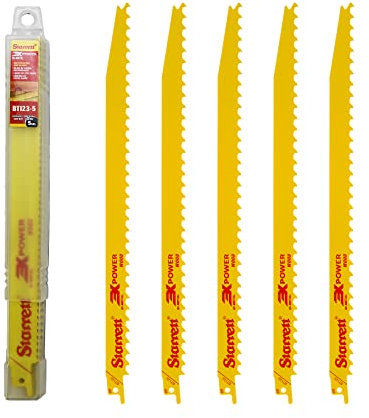 Starrett Wood Cutting Reciprocating Saw Blade - 5 Pieces BT123-5 Bi-Metal 300 mm/12 Inch 3 TPI Unified Shank - Compatible with Bosch Dewalt Makita & Many Others