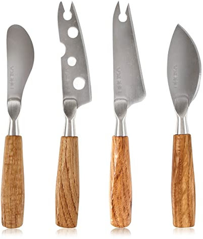 Boska Set de Couteaux à Fromage Mini Oslo/Pour chaque type de fromage/Format pratique/Dans une boîte cadeau/Brun/Argenté / 13,5 x 8 x 2 cm
