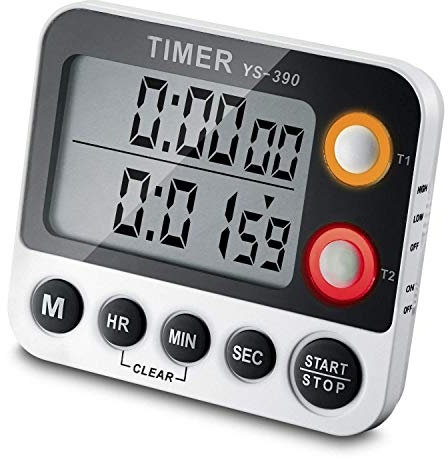 Ceebon Minuteur numérique 100 heures avec double compte à rebours et compte à rebours avec support de suspension aimanté, grand écran LCD, Alarme puissante