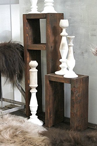 Dekorie Set - Beistelltisch & Hocker aus massivem Holz - (Braun) - fertig montiert