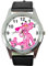 Taport® The Pink Panther Quarz-Armbanduhr, rund, SCI FI, echtes Lederband, inklusive Ersatzakku und Geschenkbeutel, Schwarz