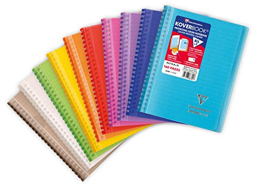 Clairefontaine 366701C Umschlagbuch mit Spiralbindung, liniert, Einband aus PP, DIN A5, 160 Blatt, 1 Stück, farbig sortiert