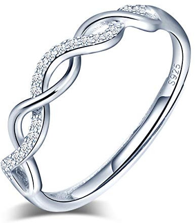 Yumilok Damen-Ring Einstellbar Jahrestag Infinity Unendlichkeit Zirkonia Partnerringe Fingerring Midi Ring Vertrauensring Silber 925 für Frauen Mädchen