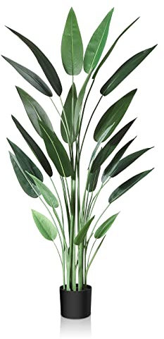 CROSOFMI Künstlich Lilienbaum 160CM Fake Tropische Plastik Palme Perfekte Große Pflanzen im Topf für Indoor Outdoor Haus Haus Büro Garten Moderne Dekoration Housewarming Geschenk(1 Pack)