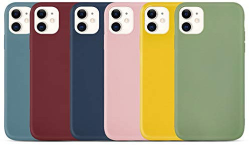 freesiom Coque iPhone 7 Plus/8 Plus Lot de 6 Silicone Souple Couleur Pastel Uni Caoutchouc Rose Pale Jaune Femme Antichoc Ultra Fine Case Cover Protection Bumper Housse Étui Cadeau Couple
