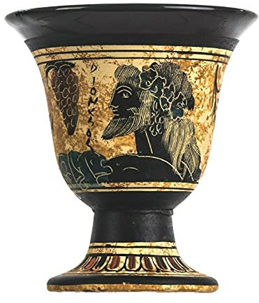 Pythagoras Tasse der Gerechtigkeit, pythagoreiische Messe, antiker griechischer Gott Dionysos, handbemalt, Keramik, nutzbar