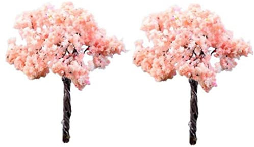 Ericetion 2 Stücke Mini Simulation Sakura Bäume Miniatur Garten Baum Pflanze Ornament Micro Landschaft DIY Handwerk Fairy Garten Ornament