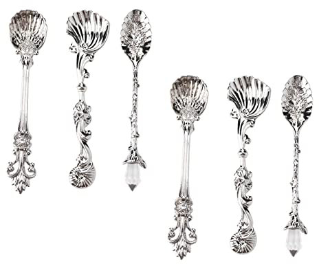 Coffee Spoons Set of 6 Tiny Spoon Vintage Cutlery Sugar Spoon Tea Spoons Teaspoons Dessert Soup Stirrers for Kitchen Dining Bar