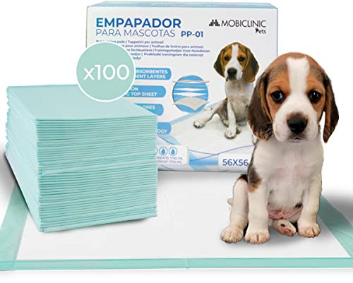 Mobiclinic® Pets, Pack 100, Welpen unterlagen, XL, 56x56 cm, 6 Schichten, Ultraabsorbierend, Europäische Marke, Hygieneunterlage, , Inkontinenzunterlage einweg, Tiertraining, Katzen