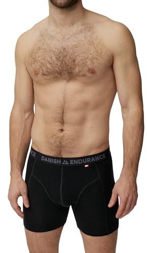 DANISH ENDURANCE Merino Boxershorts Herren (1er|2er Pack), Merino Unterwäsche Herren, Mit oder ohne Eingriff, Schwarz Melange, M