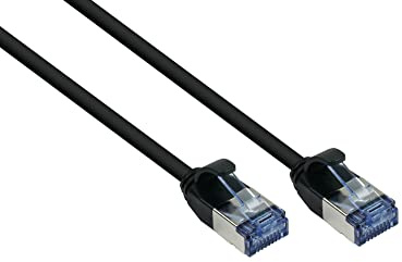 Good Connections Cat. 6A Slim-Patchkabel - 0,5 m / 50 cm - U/FTP- 10 Gbit/s und 500MHz - KUPFER-Leiter CU - Halogenfrei LSZH - RNS Rastnasenschutz - dünnes Netzwerkwerkkabel/LAN-Kabel - SCHWARZ