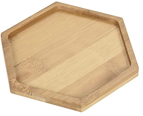 M METERXITY 8 Paquet Jardinière Soucoupes - Bambou Hexagonal Pot Fleurs Gouttes Plateaux Appliquer à Extérieur/Jardin (12x10,5 cm)