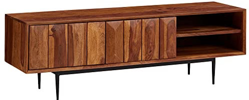 KADIMA DESIGN TV-Kommode Sheesham Massivholz 123 cm | Lowboard Wohnzimmertisch | Moderner Fernsehschrank mit 2 Türen | Fernsehtisch Holz