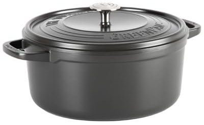 GreenPan Featherweights Olla Antiadherente de Cerámica Saludable, 22 cm/3 Litros, Cacerola de Hierro Fundido con Tapa, Libre de PFAS, Inducción, Apta para Horno, Gris