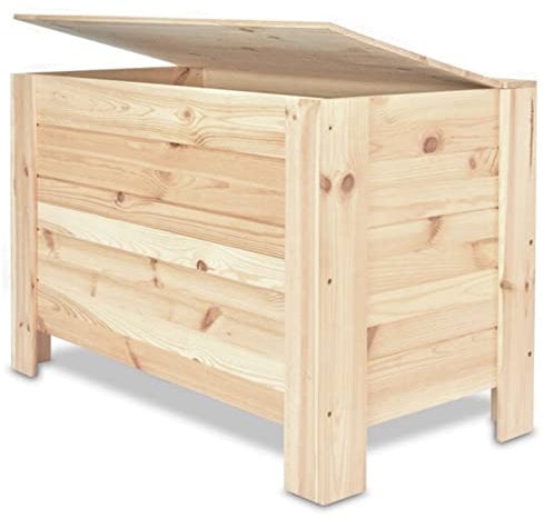 Multi-Purpose Large Wooden Storage Chest 30.3 x 15.7 x 18.5 In (77 x 40 x 47 cm) Natural Wood Toy Box, Spacious Blanket Box Chests with Lid, Perfect Toy Box Organizer or Bed End Storage Bench