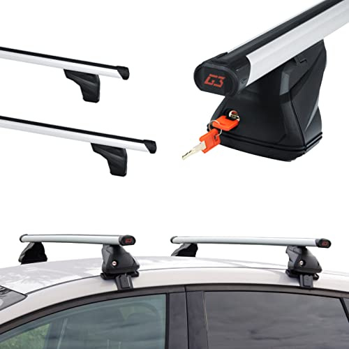 G3 Pacific Dachträger für Renault Clio 4 IV 5-Tür 2013-2019 | Aluminium, 50 kg Tragkraft, normaldach, Silber