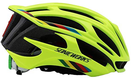 BANGHA Casco Bicicleta Casco de Ciclista Cubierta con Las Luces MTB Mountain Road Cycling Bike Hombres Mujeres (Color : Green L)