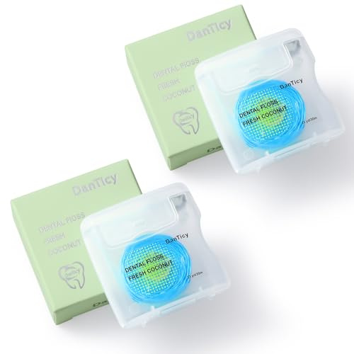 DanTicy Filo interdentale in tessuto infuso di olio di cocco, filo interdentale naturale per la pulizia profonda, pulizia extra ampia e scorre senza intoppi e facilmente, senza PFAS | aromatizzato al