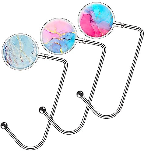Knocent Purse Hook Handbag Hangers for Table Handbag Storage Decor Table Hook,Womens Bag Handbag Hanger Holder(3Pack Blue&Pink)