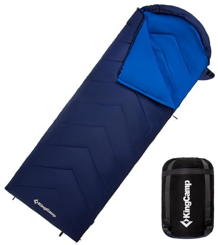 KingCamp Schlafsack, warm und leicht, Innen- und Außendesign, komplett entfaltbar, wasserabweisend und langlebig, Schlafsack Outdoor Camping, (Navy L Zip, 220×75cm)