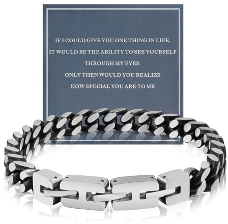 FANCIBAND Hip Hop Punk armband herren edelstahl 316L 19cm-22cm Einstellbar Armbänder Cuban Geschenk für Ehemann Freund Papa Sohn Bruder Großvater Kollege