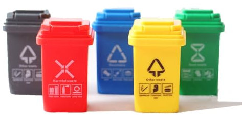 Super Idee 5er Set Mini Mülltonne als Zubehör für Wichtel Umzug Wertstofftonne für Wichtelstreiche Abfalltonne Wichtelzubehör Wichtel Müllabfuhr zum basteln Dekoration für Weihnachten DIY Geschenk