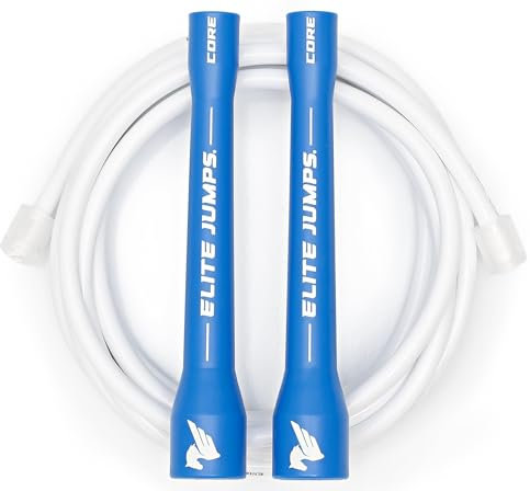 Elite Jumps Core - Cuerda de saltar ajustable para interiores y exteriores para entrenamiento y fitness, cuerda de saltar de PVC de 6 mm para fitness, asas irrompibles con cuerda de saltar sin enredos