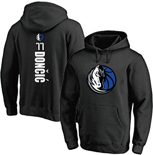 PiWine Hoodies Langarm Sweatshirt Casual NBA Basketball Kleidung Unisex Mavericks Schwarz Langarm Männer Casual Langarm Kleidung,XXL