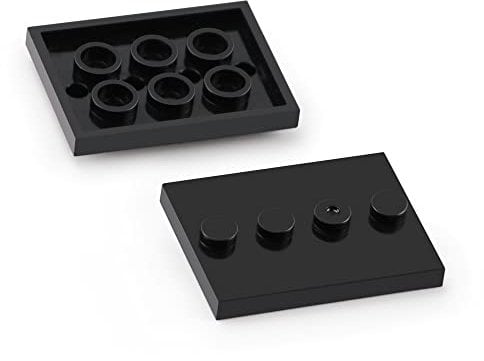 Feleph 120pcs Black Plates Parts Tile Modified 3x4 with 4 Studs in Center Compatible with Figure Display Base Collector Series Pack Set 88646