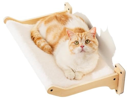 MEWOOFUN Katzenhängematte zur Wandmontage mit abnehmbarem Bezug, 52x32cm große Katzenwandmöbel aus