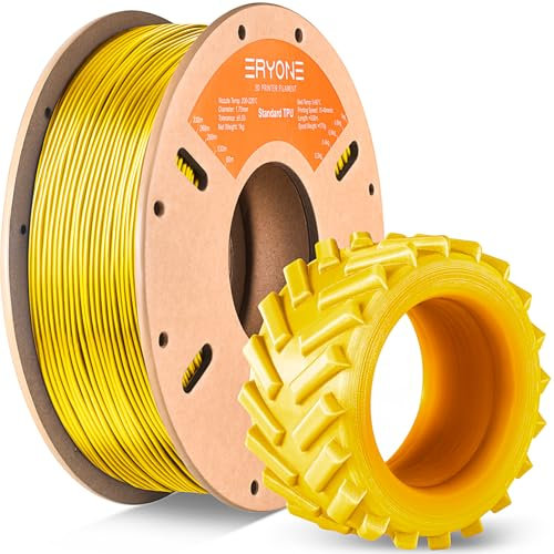 ERYONE TPU Filament 1.75mm, 3D Drucker Filament,Flexible TPU Filament, TPU 95A, Maßgenauigkeit +/- 0,03 mm, 1kg 1 Spule, Gelb