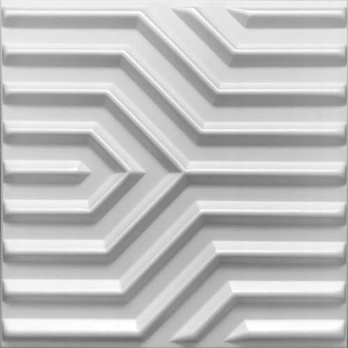 Deccart - 3D Wandpaneele 50x50 cm - Paneele Wand Wall Panels Deko Wandverkleidung Innen Panel Deckenverkleidung Decke Deckenpaneele Platten Styropor EPS-Polystyrol ZigZak 8 m², 32 Stück,weiß