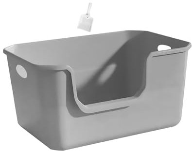Gralara Caja de Arena Abierta, Bandeja de Arena para Mascotas de Cara Alta, Orinal para Gatos, Caja de Arena, contenedor, Inodoro para Gatos, Bandeja de Arena, Gris