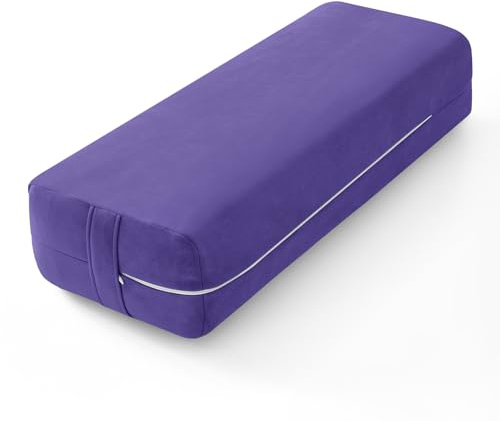 Wellsin Yoga Bolster Pillow for Restorative - Yoga Meditation Pillow with Washable Suede Cover, 27X10 X5.5, Purple