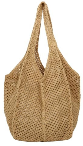 GSenhui Häkeltasche Gehäkelte Tasche Strandtasche, Gestrickte Schultertasche Sommertasche Boho Tote Bag Damen Gehäkelt Umhängetasche für Büro Strand Einkauf